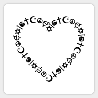 Religious Symbols Coexist Heart Design Sticker